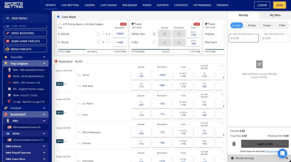 SportsBetting NCAAB Sportsbook